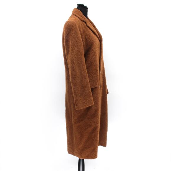 Ralph Lauren Purple Label Coat Alpaca Wool Blend Brown Midi Over Coat Size 4 - Picture 2 of 8